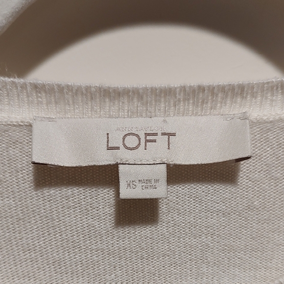 LOFT Women's Striped Crew Neck Sweater - Cream, Brown, and Gray - Picture 2 of 3